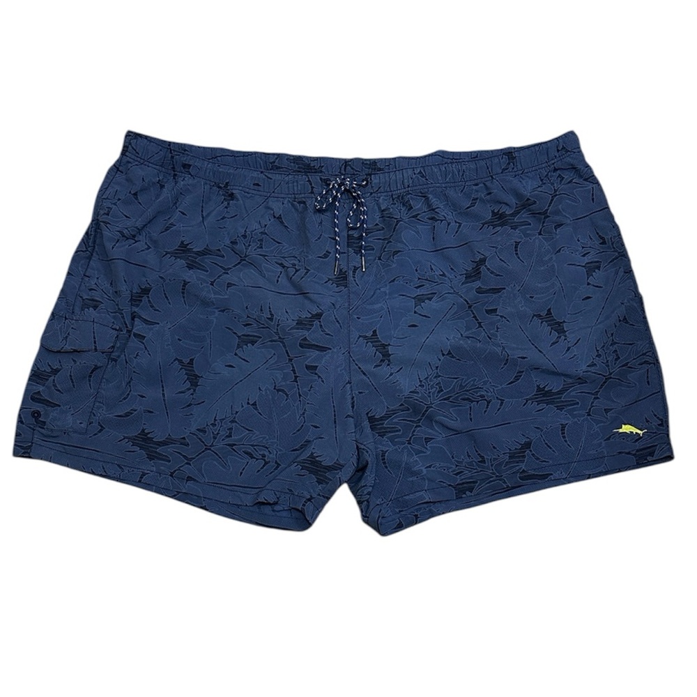 Tommy Bahama Dark Blue Leaf Pattern Swim Trunks
